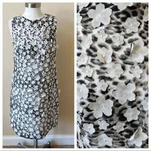Karl Lagerfield 3D floral appliqué leopard dress 5377